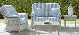 Beautiful white cane furniture for Porch Newbury